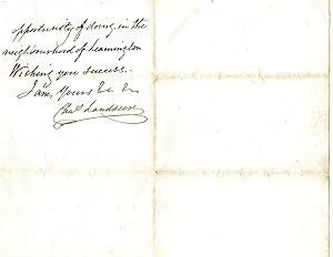 Imagen del vendedor de Autograph Letter Signed ('Chas Landseer') to [Walter F. Stocks]. a la venta por Richard M. Ford Ltd