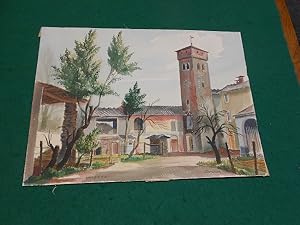 Luserna. Detailansicht. Original- Farb- Aquarelle aus den 1940er Jahren.