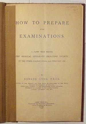 Image du vendeur pour How To Prepare For Examinations mis en vente par Lola's Antiques & Olde Books
