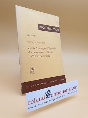 Seller image for Zur Bedeutung und Tragweite des Prinzips der Publizitt im Vollstreckungsrecht. for sale by Roland Antiquariat UG haftungsbeschrnkt
