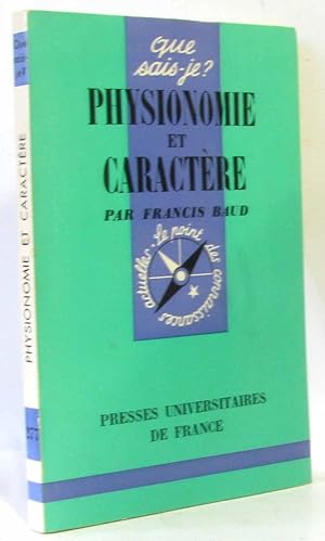 Image du vendeur pour Physionomie et caractre - Que sais-je mis en vente par crealivres