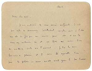 Carte-lettre autographe de Remy de Gourmont à Octave Uzanne. [sans date, avant mai 1912]. A propo...