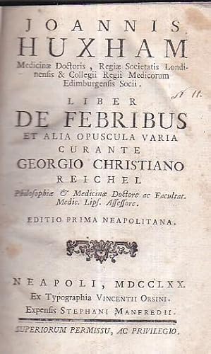 Seller image for Liber De Febribus et alia Opuscula varia curante Georgio Christiano Reichel. Editio prima neapolitana for sale by Gilibert Libreria Antiquaria (ILAB)