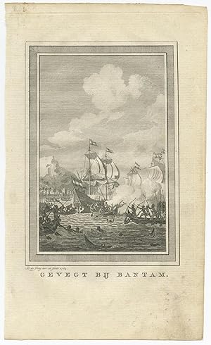 Antique Print of the Battle at Bantam by D. de Jong (1784)