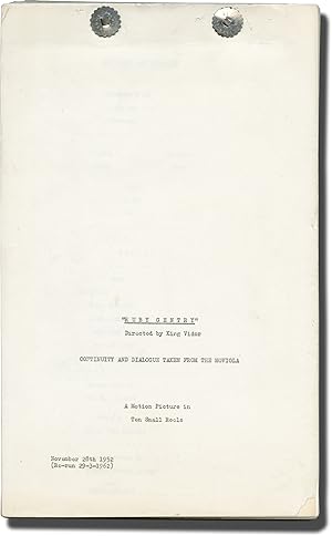 Bild des Verkufers fr Ruby Gentry (Original post-production script for the 1962 re-release of the 1952 film) zum Verkauf von Royal Books, Inc., ABAA