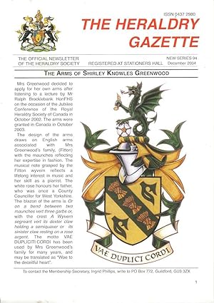 The Heraldry Gazette. The Official Newsletter of the Heraldry Society. New Series 94. December 2004