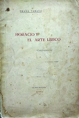 Imagen del vendedor de Horacio y el arte lrico ( Conferencia ) a la venta por Librera Monte Sarmiento