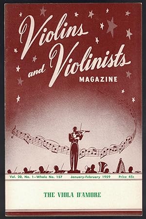 Bild des Verkufers fr Violins and Violinists Magazine: Vol 20, No. 1 - Whole no. 157 (January-February 1959) zum Verkauf von Cleveland Book Company, ABAA