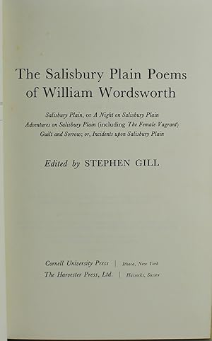 Seller image for The Salisbury Plain Poems of William Wordsworth Salisbury Plain, or A Night on Salisbury Plain, Adventures on Salisbury Plain (including The Female Vagrant), Guilt and Sorrow; or, Incidents upon Salisbury Plain The Cornell Wordsworth for sale by Gotcha By The Books