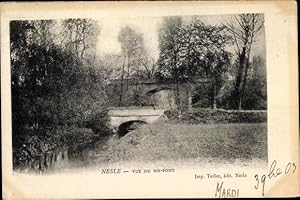 Ansichtskarte / Postkarte Nesle Somme, Vue du Bis Pont, Flusspartie mit zwei Brücken