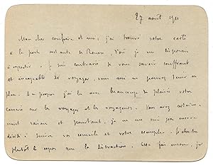 Carte-lettre autographe à Octave Uzanne. [Paris ?] 27 août 1911.
