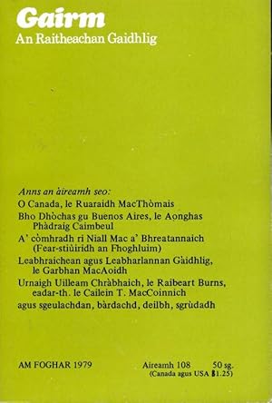 Imagen del vendedor de Gairm : An Raitheachan Gaidhlig : Autumn 1979 - No 108 a la venta por Godley Books