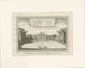 Antique Print of the Courtyard of the Imperial Palace by J. van Schley (c.1750)