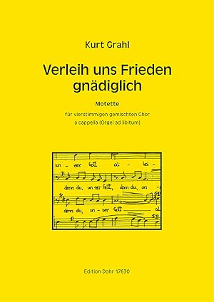 Bild des Verkufers fr Verleih uns Frieden gndiglich fr 4stg. gem. Chor a cappella (Orgel ad lib.) zum Verkauf von Verlag Christoph Dohr