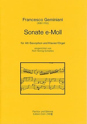 Bild des Verkufers fr Sonate e-Moll (fr Alt-Saxophon und Klavier (Orgel)) zum Verkauf von Verlag Christoph Dohr