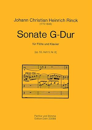 Bild des Verkufers fr Sonate Nr. 8 G-Dur op. 55,5 (fr Flte und Klavier) zum Verkauf von Verlag Christoph Dohr