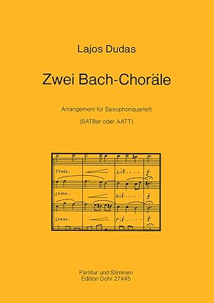 Bild des Verkufers fr Zwei Bach-Chorle (fr Saxophonquartett (SATBar oder AATT)) zum Verkauf von Verlag Christoph Dohr