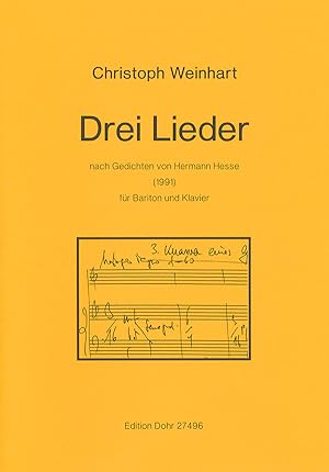 Bild des Verkufers fr Drei Lieder fr Bariton und Klavier (1991) (nach Gedichten von Hermann Hesse) zum Verkauf von Verlag Christoph Dohr