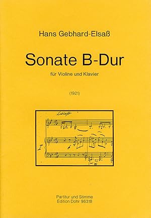 Bild des Verkufers fr Sonate B-Dur fr Violine und Klavier (1921) zum Verkauf von Verlag Christoph Dohr