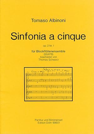 Image du vendeur pour Sinfonia a cinque op. 2/1 (fr Blockfltenensemble (SSATB)) mis en vente par Verlag Christoph Dohr