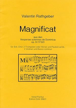 Bild des Verkufers fr Magnificat fr Soli, Chor, 2 Trompeten o. Hrner und Pauken ad lib., 2 Violinen und Basso continuo (aus den Vesperae solennes de Dominica op. 9) zum Verkauf von Verlag Christoph Dohr