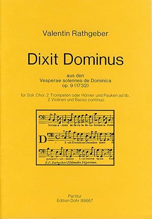Bild des Verkufers fr Dixit Dominus fr Soli, Chor, 2 Trompeten od. Hrner und Pauken ad lib., 2 Violinen und Basso continuo (1732) -aus den Vesperae solennes de Dominica op. 9- zum Verkauf von Verlag Christoph Dohr