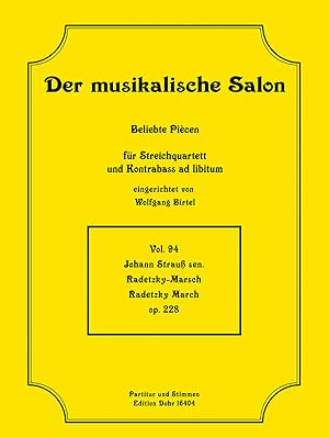 Bild des Verkufers fr Radetzky-Marsch op. 228 (fr Streichquartett) zum Verkauf von Verlag Christoph Dohr