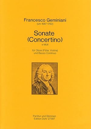 Immagine del venditore per Sonate (Concertino) fr Oboe (Flte, Violine) und Streichorchester e-Moll venduto da Verlag Christoph Dohr