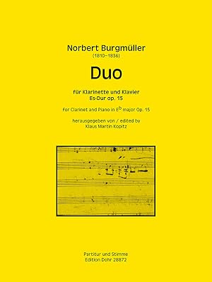 Bild des Verkufers fr Duo fr Klarinette und Klavier Es-Dur op. 15 zum Verkauf von Verlag Christoph Dohr