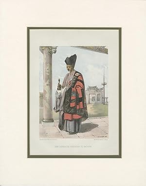 Antique Print of a Chinese Priest at Batavia by E. Hardouin (c.1873)