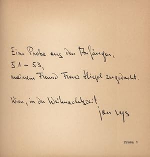 Bild des Verkufers fr Prosa 1. 1 - 6. zum Verkauf von Georg Fritsch Antiquariat