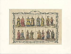 Antique Print of Fashion of the Chinese and Tartar Men and Woman by E. Drake (c.1750)