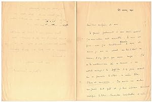 Lettre autographe de Remy de Gourmont à Octave Uzanne. 28 mars 1911.