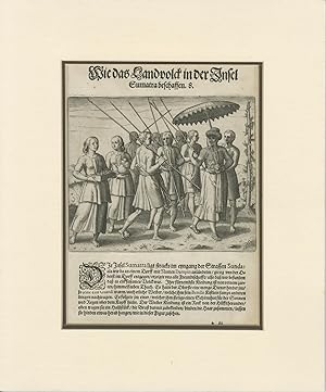 Antique Print of the Countrymen of the Island of Sumatra by J.T. de Bry (1599)