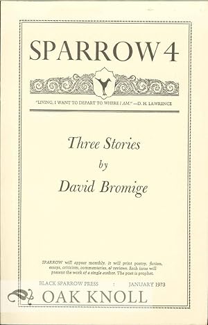 Seller image for THREE STORIES. SPARROW 4 for sale by Oak Knoll Books, ABAA, ILAB