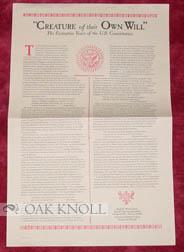 Seller image for CREATURE OF THEIR OWN WILL ", THE FORMATIVE YEARS OF THE U.S. CONSTITUTION.|" for sale by Oak Knoll Books, ABAA, ILAB