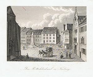 Freiburg ( Breisgau ), das Rotteckdenkmal. Lithographie, 1837