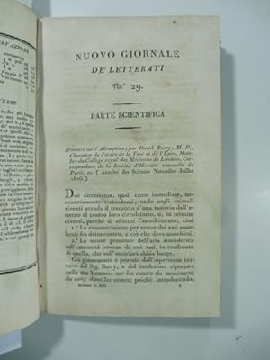 Memoire sur l'absorption pa David Barry.(Stralcio da: Nuovo giornale de' letterati. N. 29. 1826)