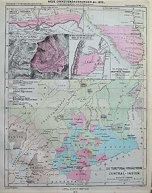 1876 Map of Territorial Relationships in Central India. New Boundary Changes. By A. Petermann. Wi...