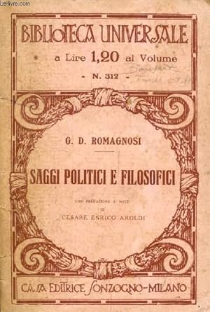 Seller image for SAGGI POLITICI E FILOSOFICI for sale by Le-Livre