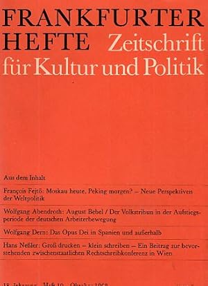 Seller image for Heft 10. 18. Jg.; Frankfurter Hefte. Zeitschrift fr Kultur und Politik. for sale by Fundus-Online GbR Borkert Schwarz Zerfa