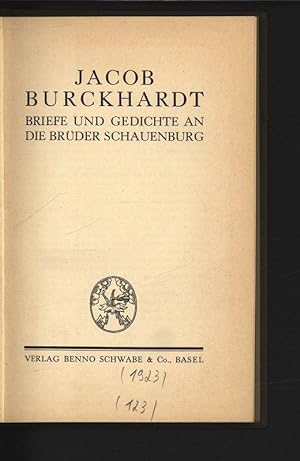 Seller image for Briefe und Gedichte an die Brder Schauenburg. for sale by Antiquariat Bookfarm