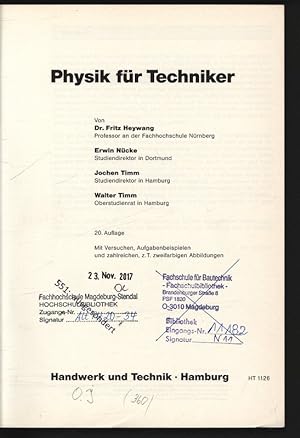 Bild des Verkufers fr Physik fr Techniker. zum Verkauf von Antiquariat Bookfarm