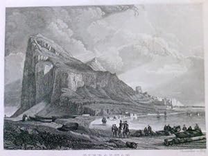 Gibraltar, Spanien, Großbrittanien, berühmte Ansicht des Felsens, Peronenstaffage im Vordergrund,...