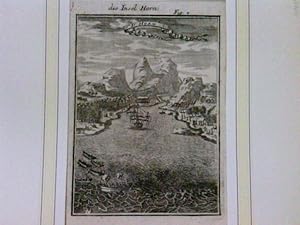 die Insel Horn, Norwegen, Insel mit Bucht und Gebirge, um 1685, Kupferstich,