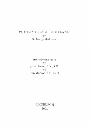 Seller image for The Scottish Record Society New Series Volume 31 : The Families of Scotland for sale by WeBuyBooks