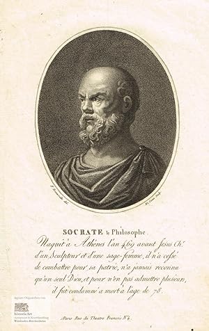 Seller image for Socrate le Philosophe. Brustbild nach viertellinks in Toga im Oval. Lithographie von Jean Dominique Etienne von Canu nach Bonnville um 1820 for sale by historicArt Antiquariat & Kunsthandlung