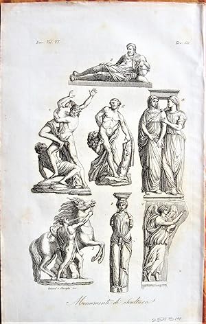 Antique Engraving. Monumenti di Scultura