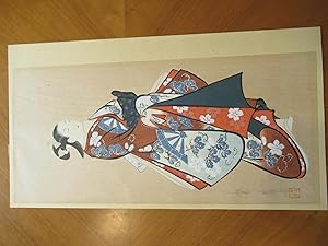 Original Japanese Color Woodblock, Standing Figure