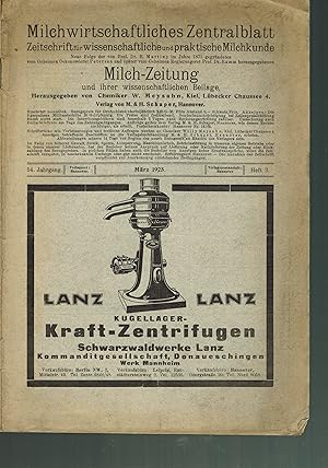 Bild des Verkufers fr Milchwirtschaftliches Zentralblatt 54.Jahrgang 1925. Heft 3 zum Verkauf von Clivia Mueller